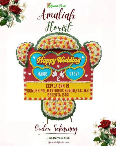 Karangan Papan Bunga Pernikahan di Margoyoso